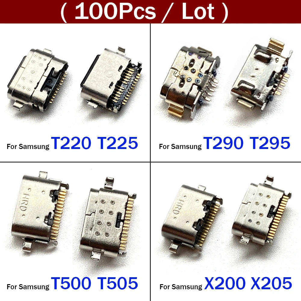 100Pcs，USB Port Charger Jack Connector socket charging port For Samsung Tab T500 T505 T507 T220 T225 T290 T295 T297 X200 X205 Samsung phone repair parts