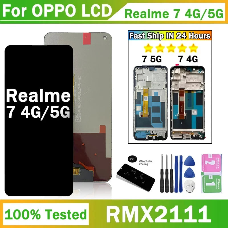 6.5"New For Oppo Realme 7 (Global)  RMX2155 RMX2151 LCD Display Screen Touch Panel Digitizer For Realme 7 5G RMX2111 Display Oppo phone repair parts Realme phone repair parts
