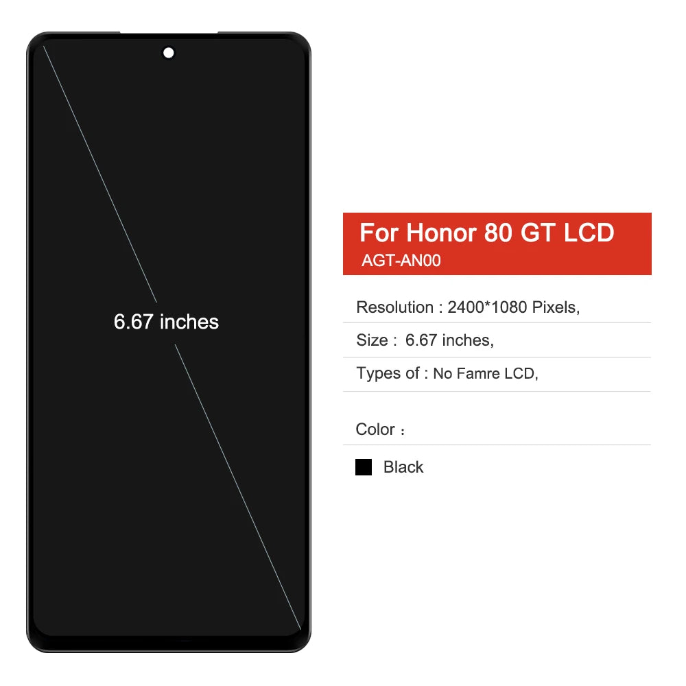 TFT For Huawei For Honor 80 GT LCD Display Touch Screen Digitizer Assembly For Honor80 GT Honor 80GT AGT-AN00 LCD Repair Parts Honor phone repair parts