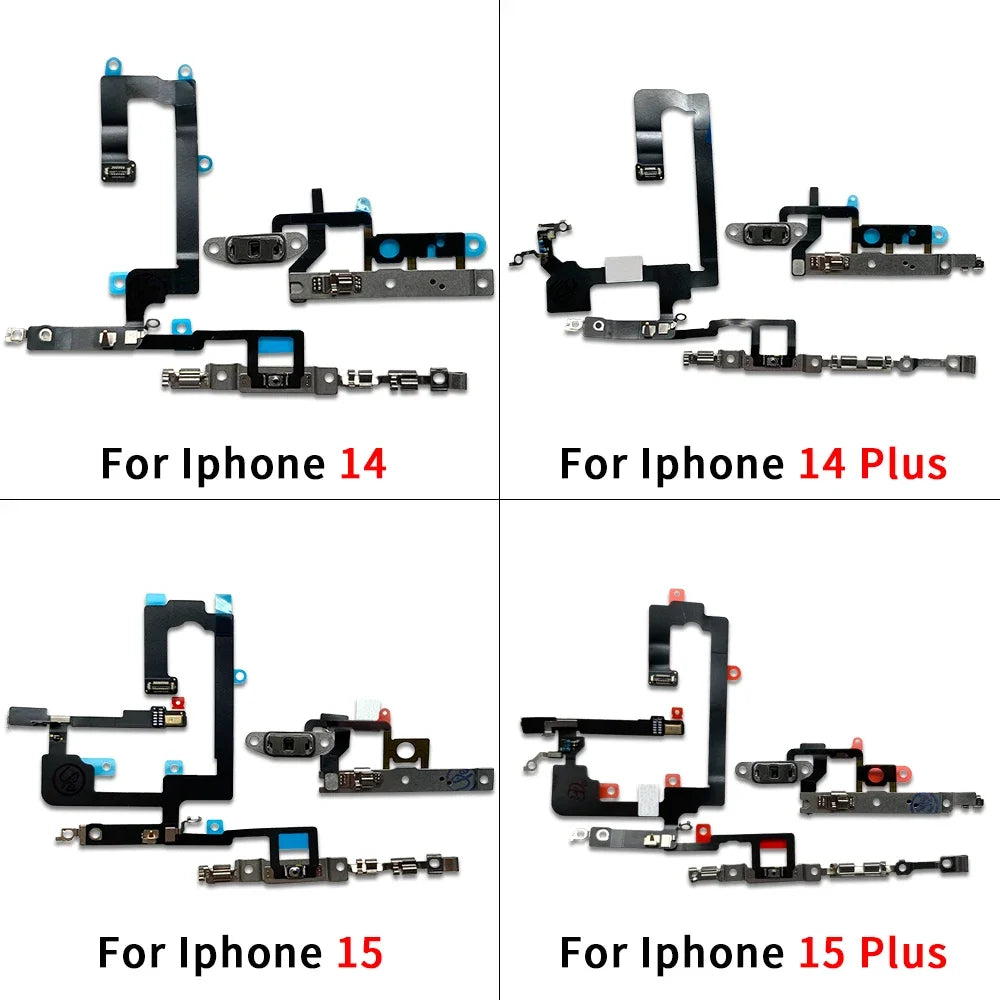 Power On Off Flex For IPhone 13 14 15 Pro Max Plus Mini Volume Up Down Side Button Key Ribbon Flex Cable With Metal iPhone phone repair parts