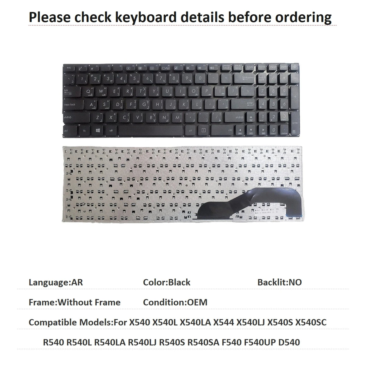 US RU SP AR Keyboard For ASUS X540 X540L X540LA X544 X540LJ X540S X540SC R540 R540L R540LA R540LJ R540S R540SA F540 F540UP D540 ASUS laptop repair parts