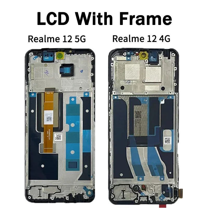 AMOLED For OPPO Realme 12 5G RMX3999 LCD Display Touch Screen Digitizer For Realme12 4G RMX3871 Display Frame  Oppo phone repair parts