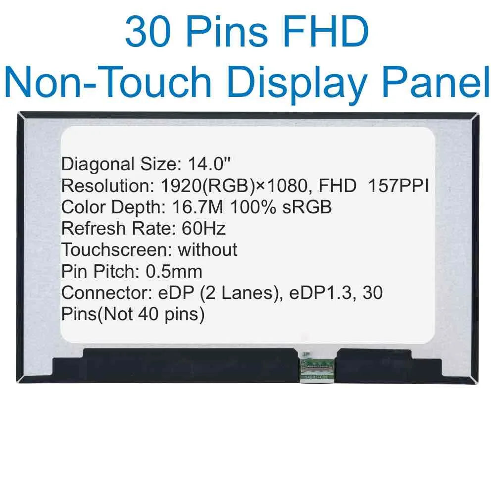 Laptop LCD Screen for DELL Latitude 14 5400 5401 5411 5410 5420 5430, 30 40 Pins FHD LED Display Panel NE140FHM-N46 MW6M1 0MW6M1 Dell laptop repair parts