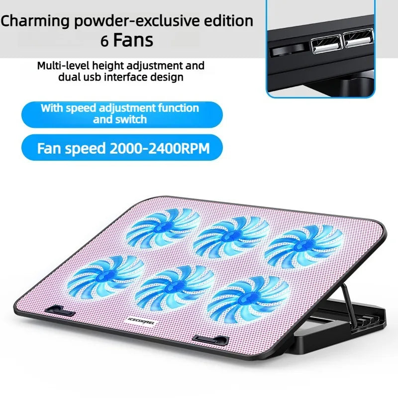 Dual USB 4000RPM 14"-17.3" 12quiet fans Ice Notebook laptop Gaming Cooling Stand Foldable Variable speed Cooler LED Light Fan