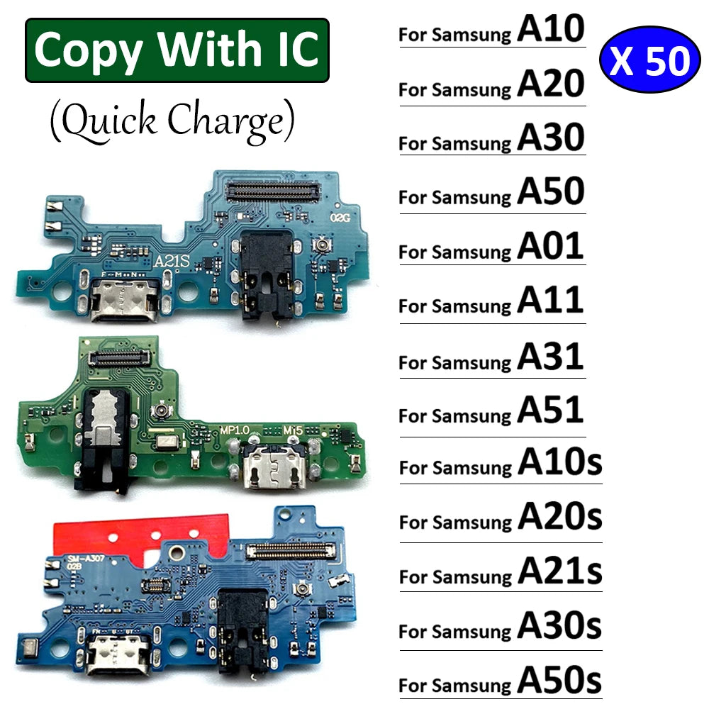 50Pcs USB Charger Charging Dock Port Connector Flex Cable For Samsung A10 A20 A30 A50 A01 A11 A21s A31 A51 A10s A20s A30s A50s Samsung phone repair parts