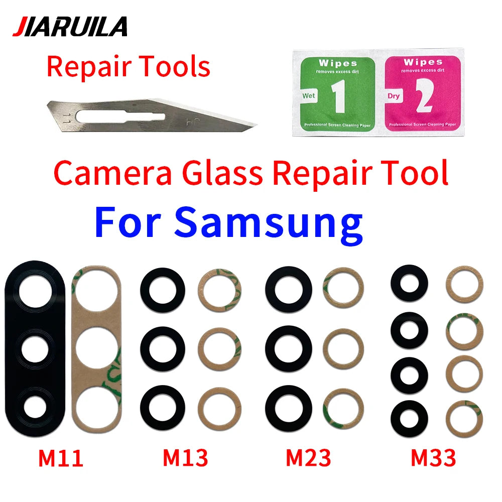 10Pcs, Rear Back Camera Glass Lens With Adhesive Sticker For Samsung M02 M02s M11 M12 M13 M14 M23 M32 M42 M52 M33 M53 M54 4G 5G Samsung phone repair parts
