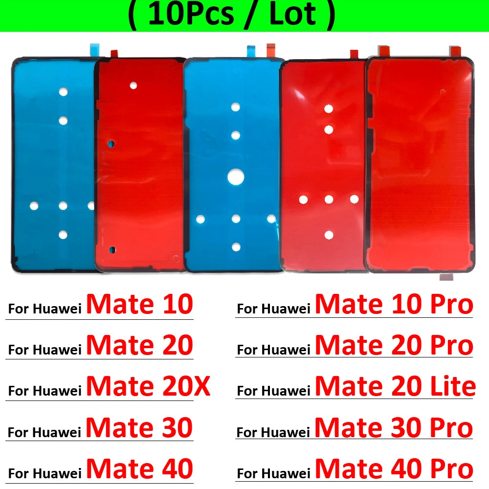 10Pcs, New Back Battery Housing Rear Sticker Tape For Huawei Mate 10 20 20X 30 40 Pro 4G 5G Waterproof Adhesive Glue Parts Huawei phone repair parts