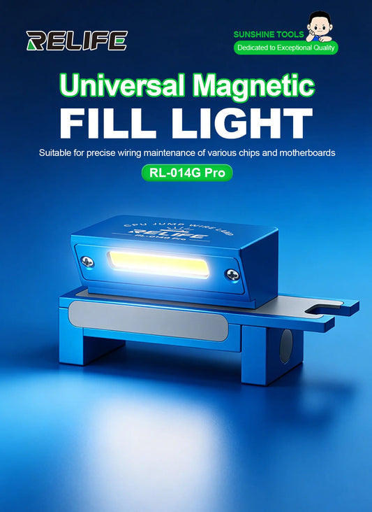 RELIFE RL-014G Pro Magnetic LED Work Light 300lm with Spring Clamp & Type-C Portable Repair Lamp for Microscope PCB Flying Wire Professional Repair Tools