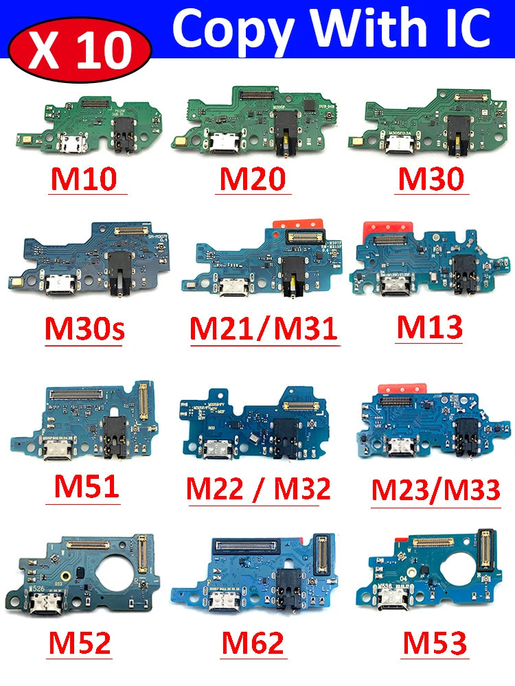 10Pcs USB Charger Charging Port Connector Flex Cable For Samsung M31 M31S M51 M10 M20 M30 M30s M21s M32 M52 M62 M13 M33 M53 5G Samsung phone repair parts