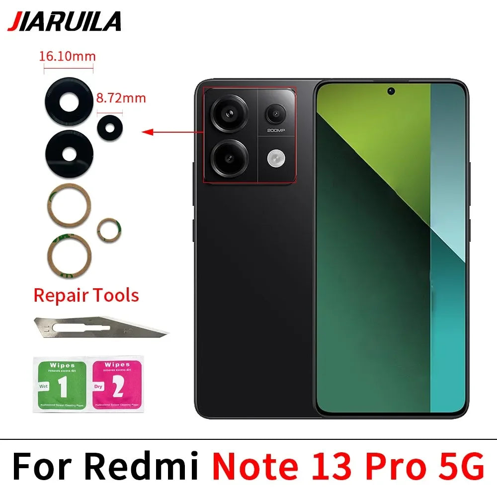 10Pcs, Camera Glass Lens Back Rear Camera Glass Lens For Xiaomi Redmi Note 11 12 13 14 Pro Plus 4G 5G With Adhesive  Xiaomi  Xiao mi phone repair parts
