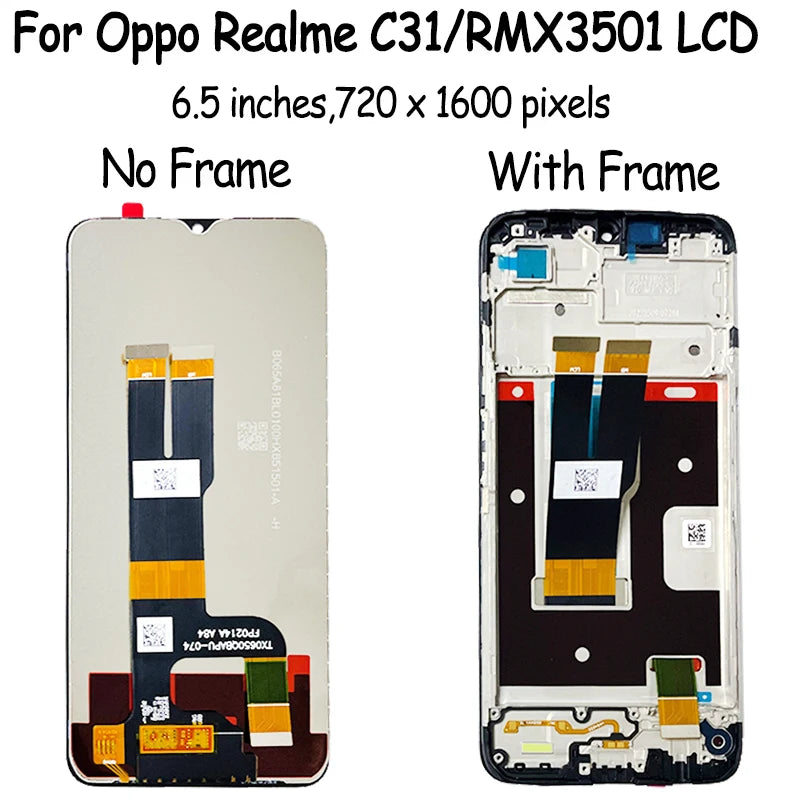 AAA Quality For OPPO Realme C31 C35 LCD RMX3501 RMX3511 Display Screen Touch Panel Digitizer with Frame For Realme C31 C35 LCD Oppo phone repair parts Realme phone repair parts