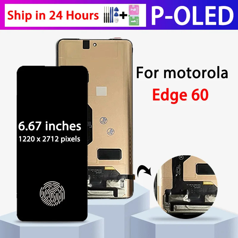 6.67'' AMOLED For Motorola Edge 60 LCD XT2505-1 XT2505-4 Display Touch Panel Screen Digitizer Assembly Edge 60 Display Motorola phone repair parts