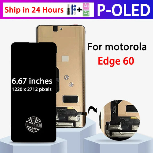 6.67'' AMOLED For Motorola Edge 60 LCD XT2505-1 XT2505-4 Display Touch Panel Screen Digitizer Assembly Edge 60 Display Motorola phone repair parts