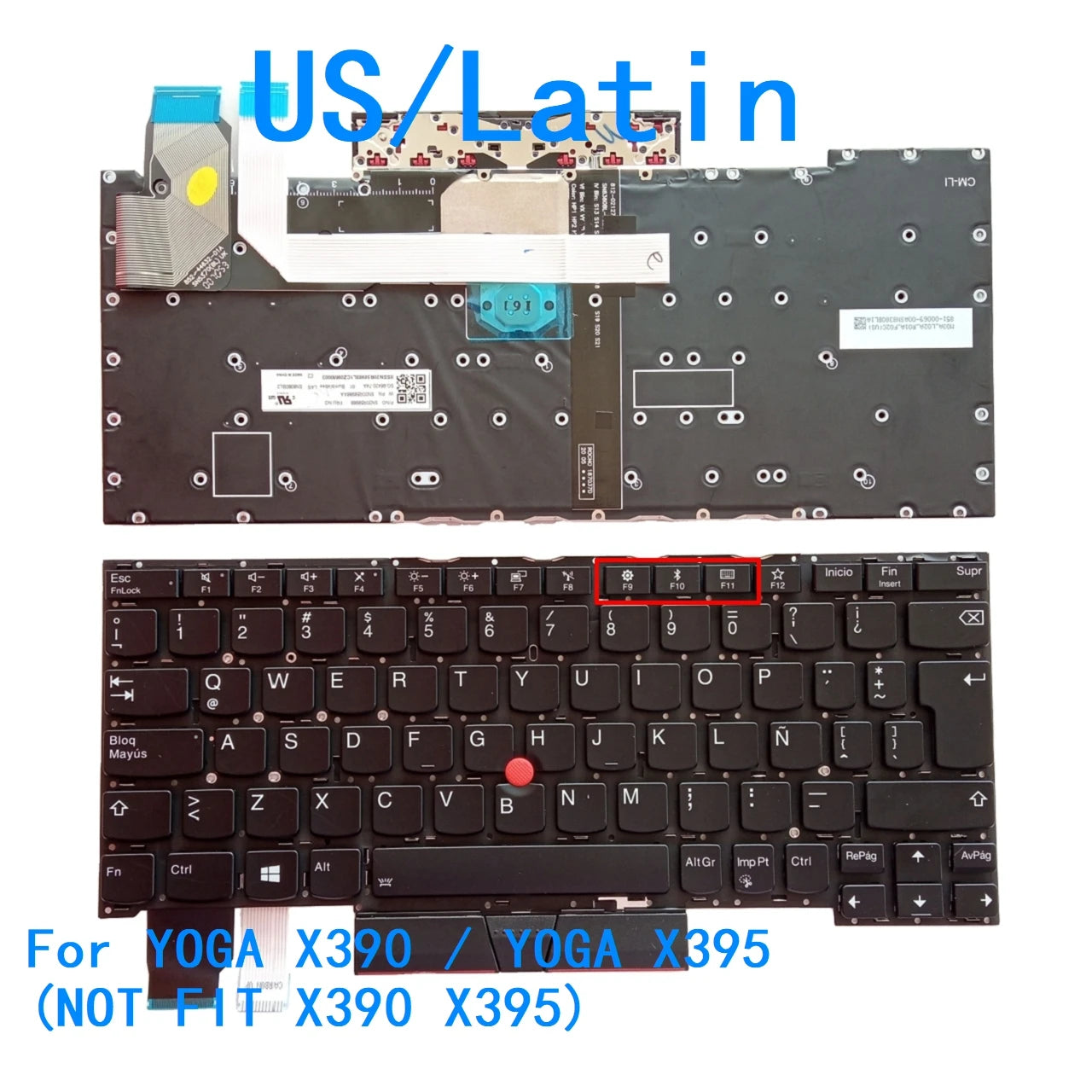 New US Latin Laptop Backlit Keyboard For Lenovo Thinkpad YOGA X390 / YOGA X395 (NOT FIT X390 X395) 01YP080 01YP160 01YP072 Lenovo laptop repair parts