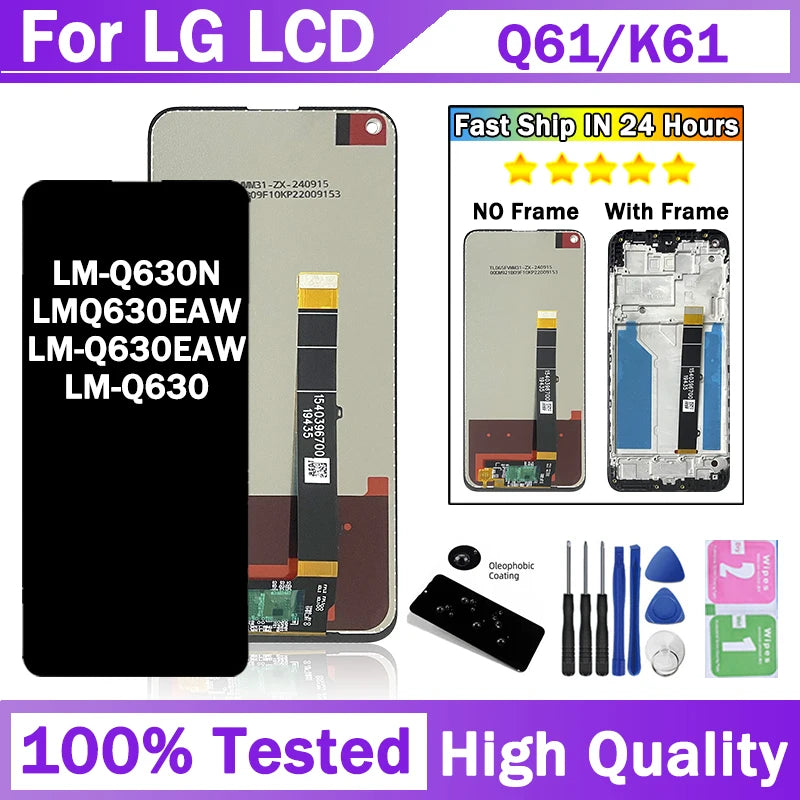 6.53'' For LG K61 LMQ630EAW LM-Q630EAW LM-Q630 LCD Display Touch Screen Digitizer For LG Q61 LM-Q630N Screen Assembly LG phone repair parts