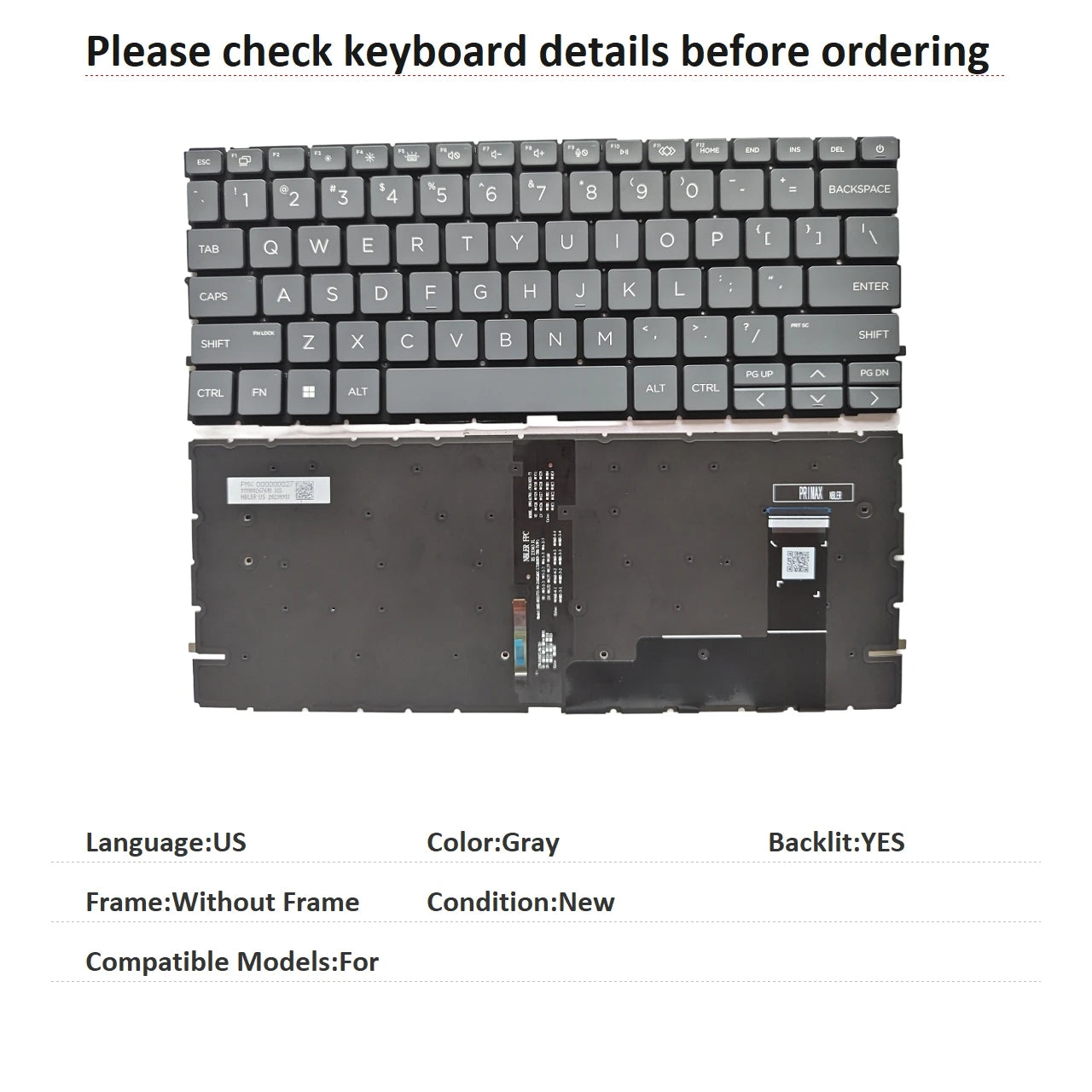 New US Spanish Latin UK Language  Backlit Keyboard For HP  Notebook PC Replacement Keyboard  HP laptop repair parts