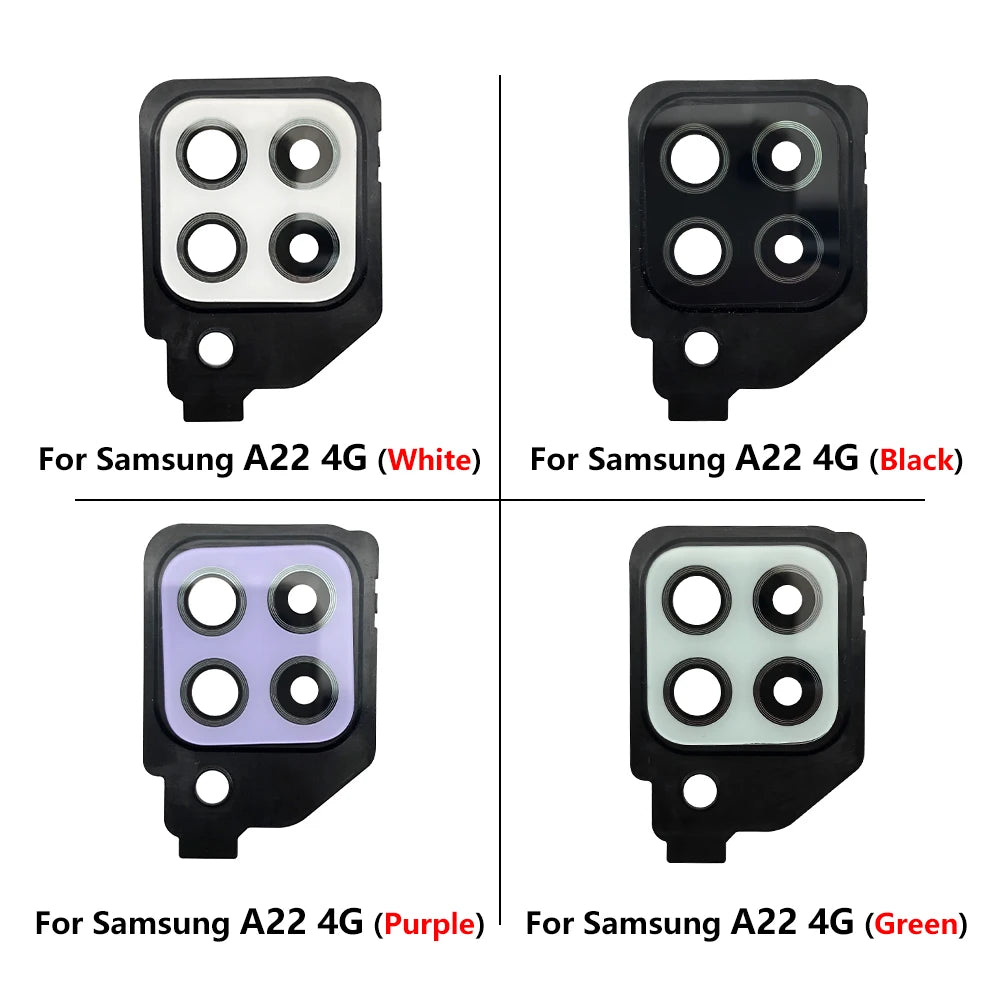 10Pcs/Lot, Housing Back Rear Camera Glass Lens Cover Frame Holder For Samsung A22 4G 5G A225F A226B Samsung phone repair parts
