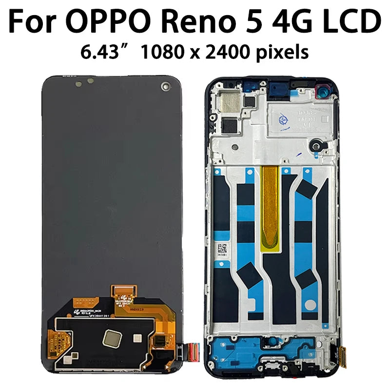 New for Oppo Reno 5 4G CPH2159 Lcd Display Touch Screen Digitizer Assembly for Oppo Reno5 5G PEGM00, PEGT00, CPH2145 LCD  Oppo phone repair parts