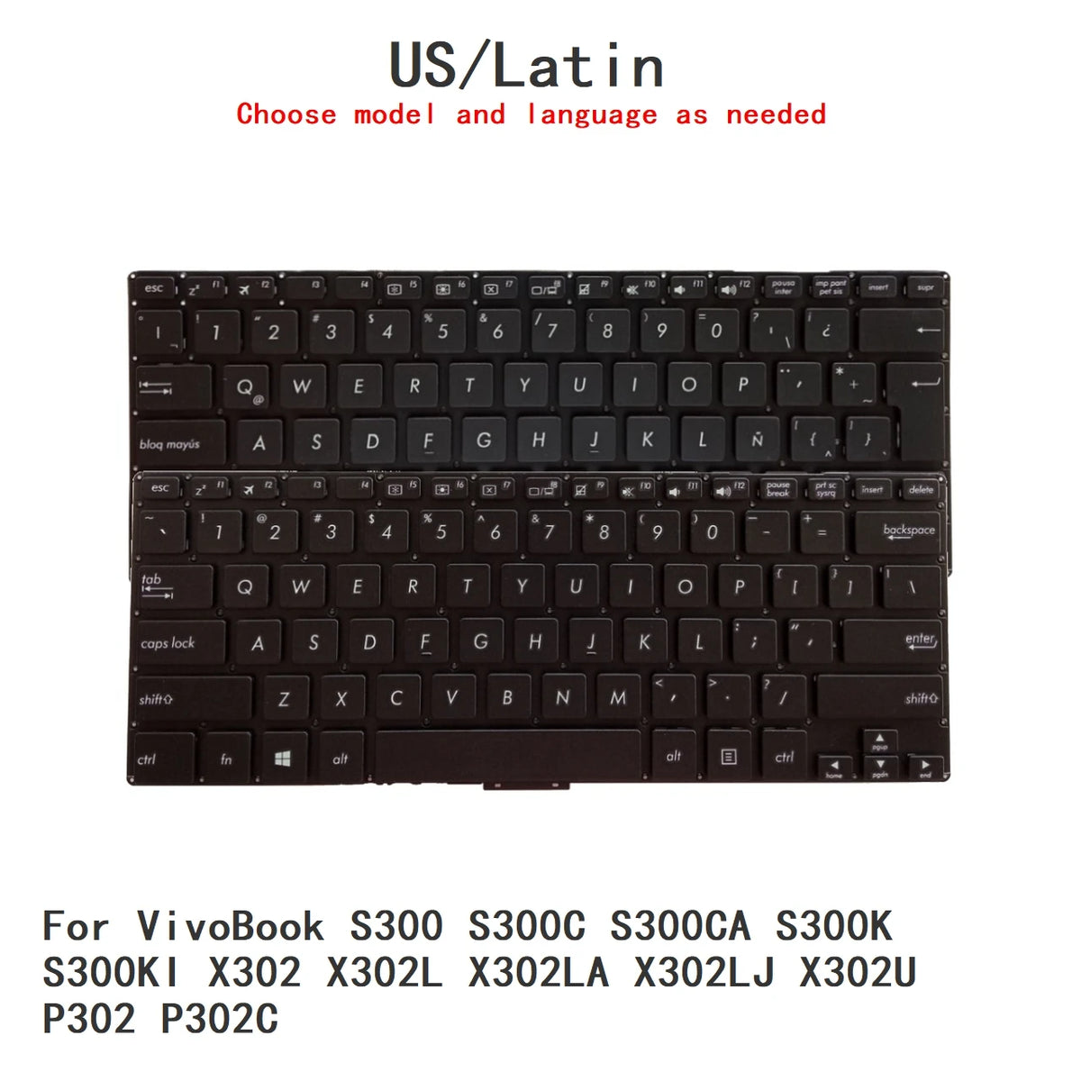 New US Latin Language  Keyboard For ASUS VivoBook S300 S300C S300CA S300K S300KI X302 X302L X302LA X302LJ X302U P302 P302C ASUS laptop repair parts