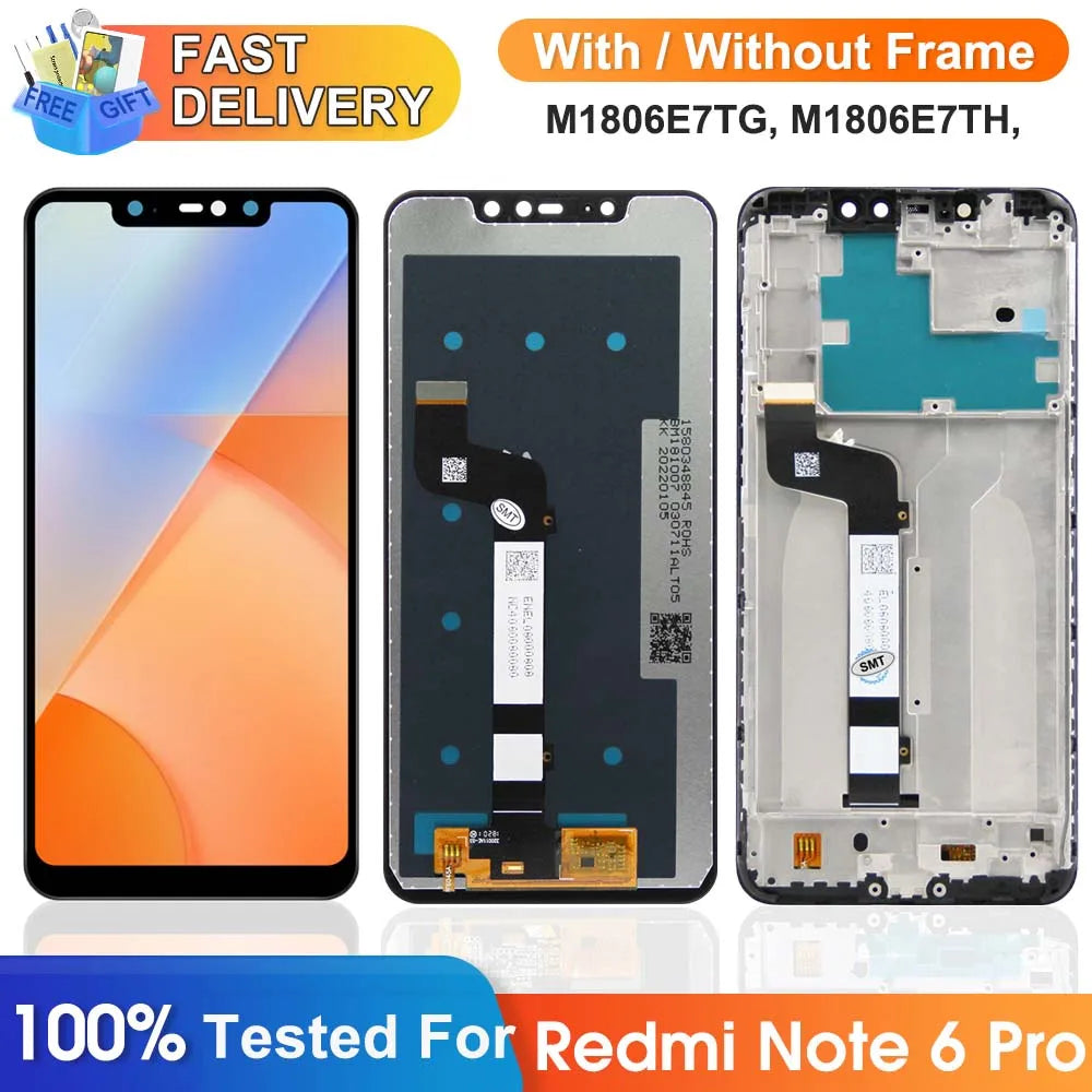 6.26" for Xiaomi Redmi Note 6 Pro M1806E7TG LCD Display Digital Touch Screen with Frame for Redmi Note 6 Pro Replacement Parts Xiaomi phone repair parts