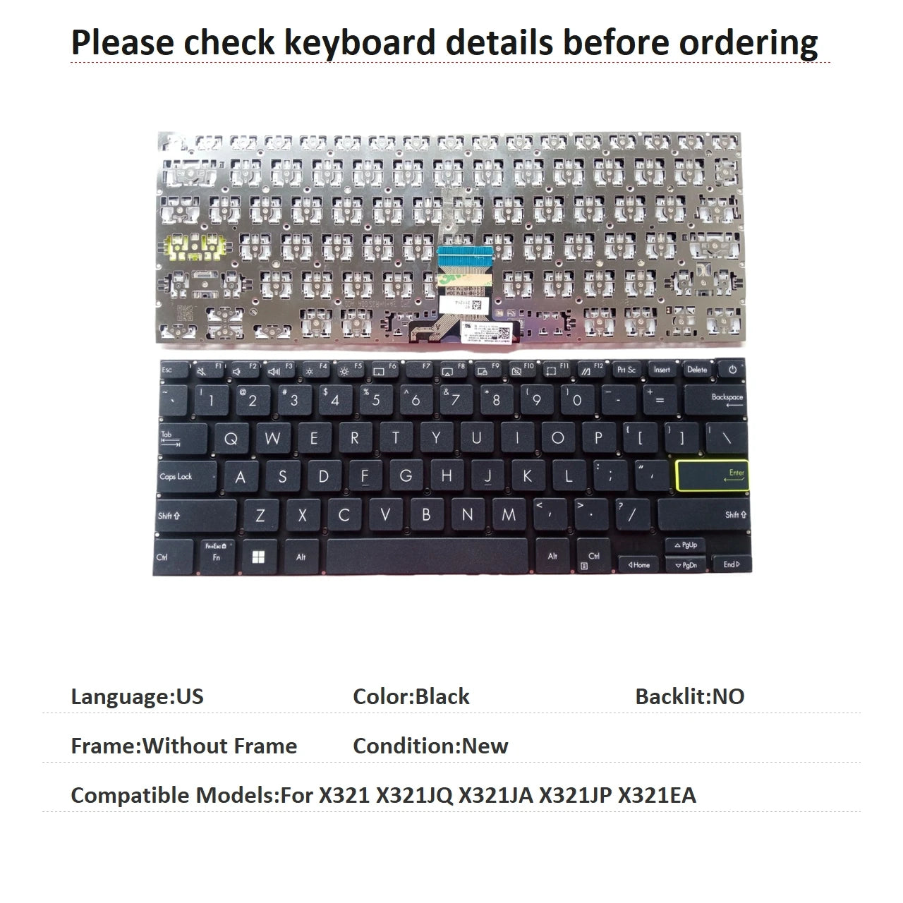 New US Language  Keyboard For ASUS X321 X321JQ X321JA X321JP X321EA Notebook PC Replacement Keyboard ASUS laptop repair parts