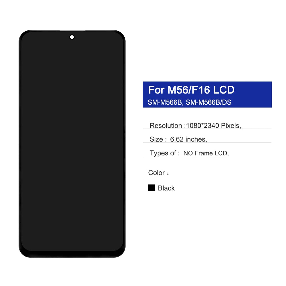 OLED For Samsung M56 5g SM-M566B/DS LCD Display Digital Screen Touch  Assembly For Samsung F16 5g Replacement Parts 100% Tested Samsung phone repair parts