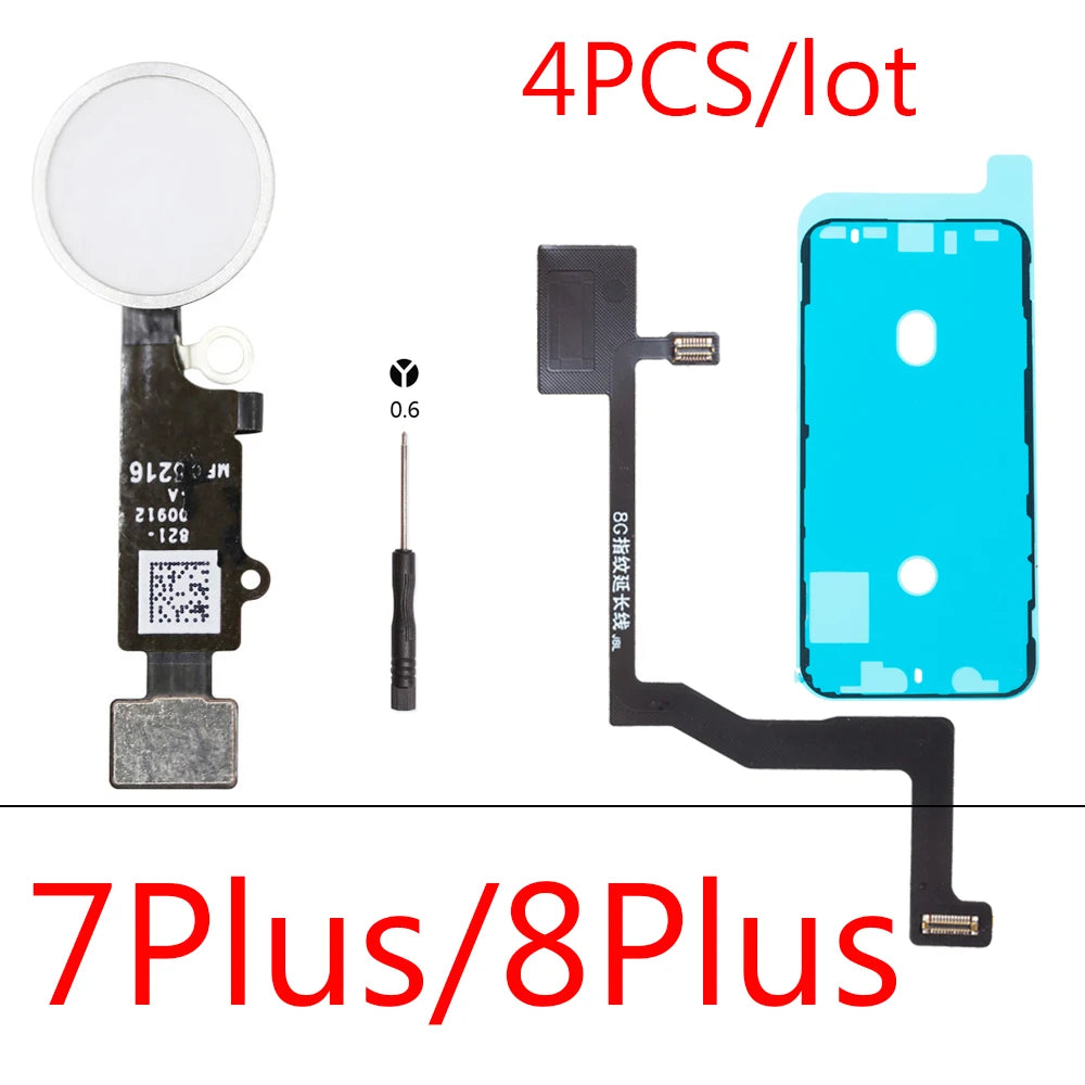 1set For iPhone 7 8 Plus Waterproof+ Universal Home Button + Home Touch ID Return Fingerprint Button Motherboard Connector Flex iPhone phone repair parts