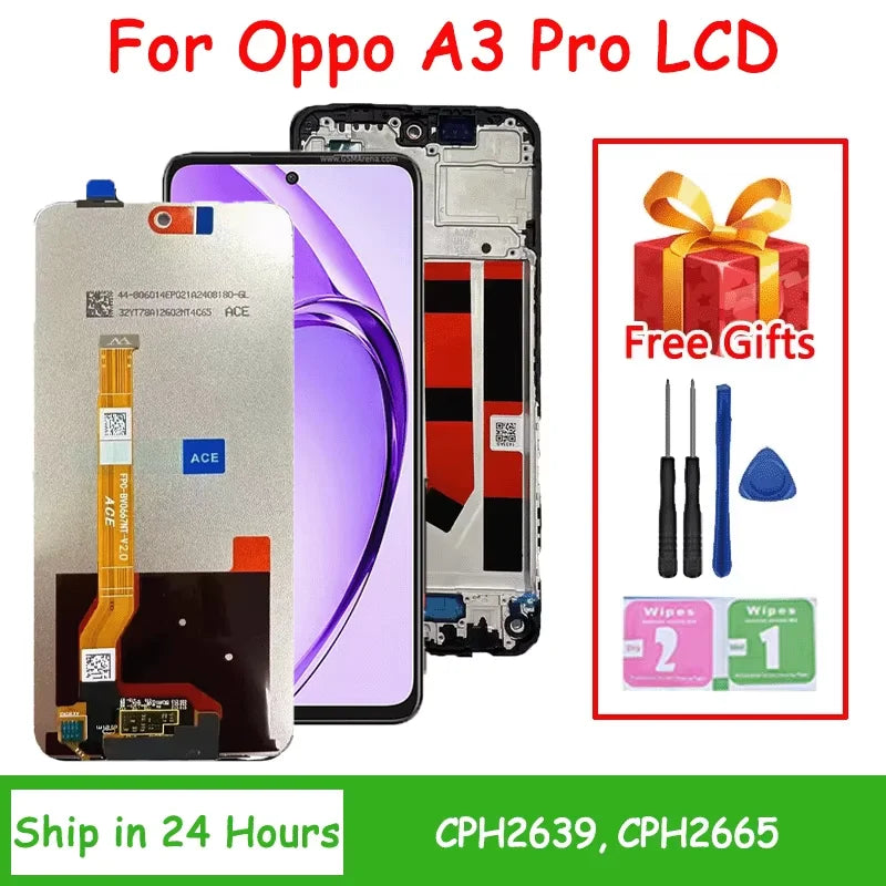 6.67"Screen For Oppo A3 Pro LCD Display Screen Touch Panel Digitizer For Oppo A3Pro Display CPH2639 CPH2665 Screen Oppo phone repair parts Realme phone repair parts