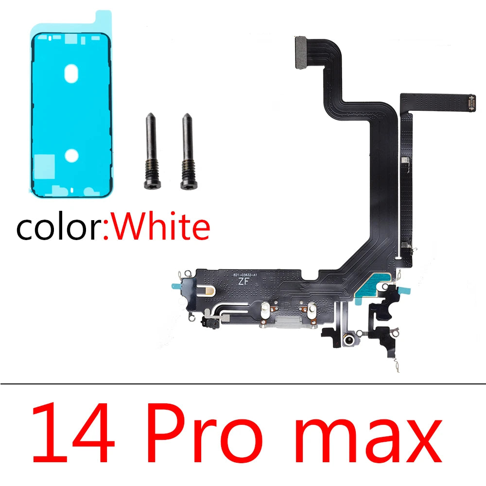 1set Charging Port Flex Cable for iPhone 14 Pro Max Plus USB Charger Dock Connector With Waterproof Microphone Ribbon Repair iPhone phone repair parts