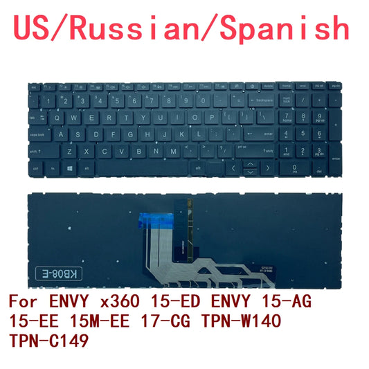 New US Russian Spanish Laptop Backlit Keyboard For HP ENVY x360 15-ED ENVY 15-AG 15-EE 15M-EE 17-CG TPN-W140 TPN-C149  HP laptop repair parts