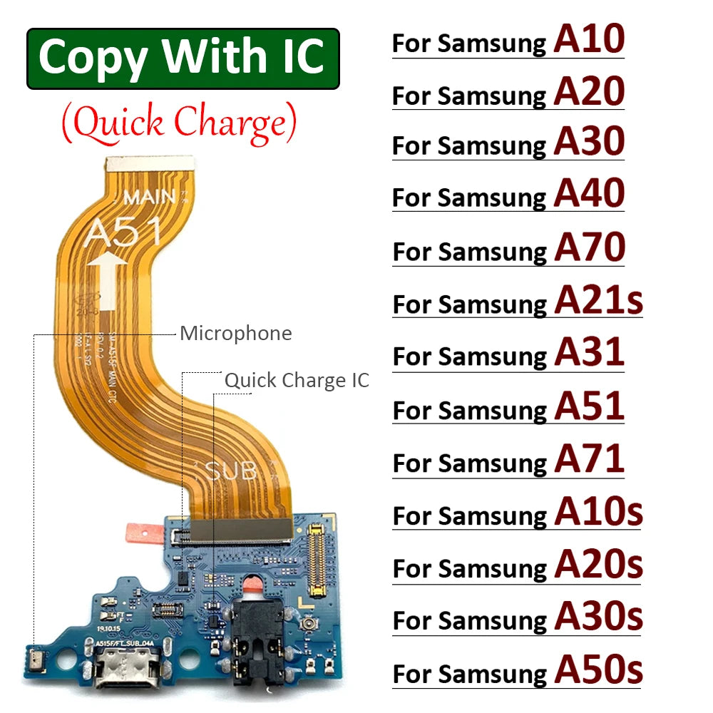 USB Charging Port Dock Charger Connector Main Board Flex Cable For Samsung A10 A20 A30 A50 A70 A31 A51 A71 A10s A20s A30s A21s Samsung phone repair parts