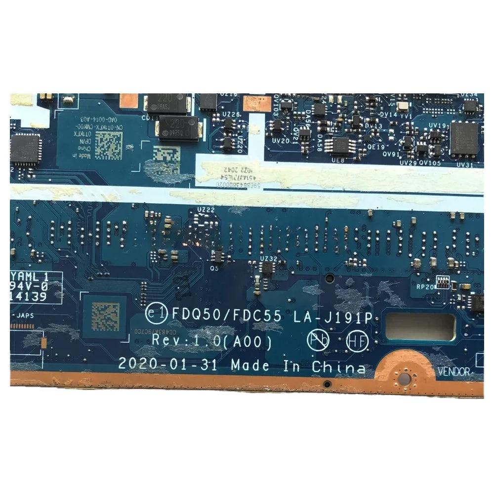 Laptop Motherboard for Dell XPS 15 9500 LA-J191P With CPU:I5-10300H I7-10750H I7-10875H I9-10855H GTX1650/1650Ti 4G RHXRG 0XWT2F Dell laptop repair parts