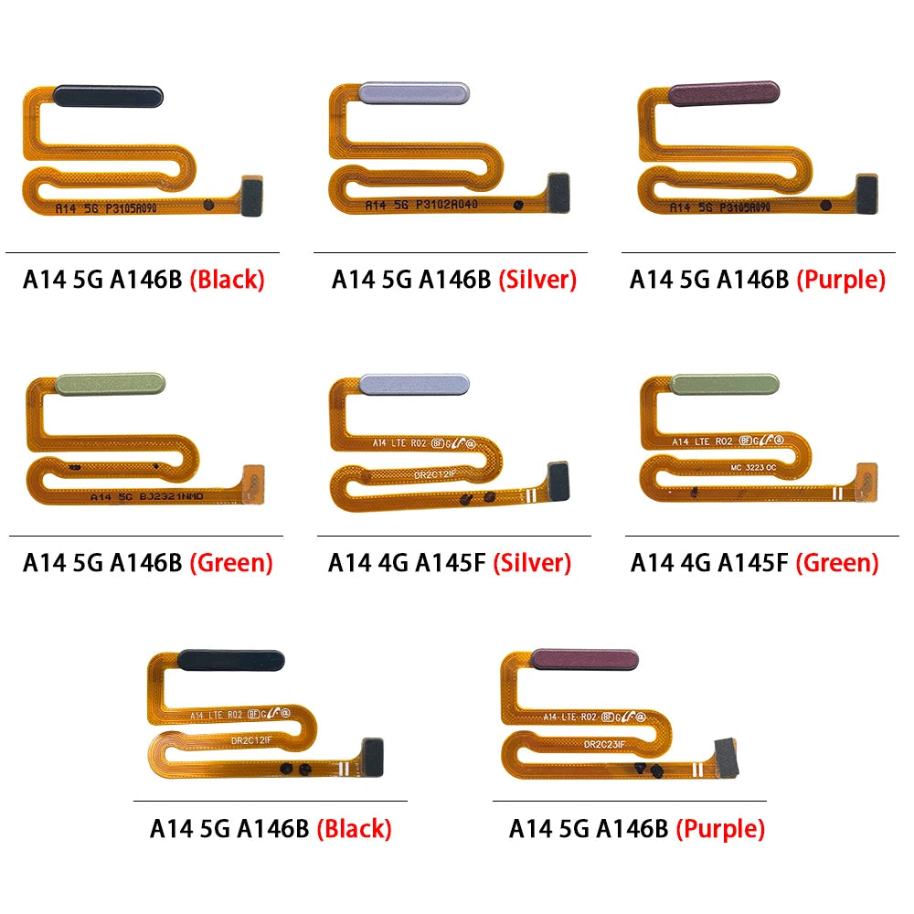 New For Samsung A14 4G A145F A145P / A14 5G A146B A146P Home Button Fingerprint Touch ID Sensor Flex Cable Samsung phone repair parts