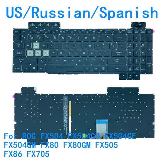 New US Russian Spanish Language  RGB Keyboard For ASUS ROG FX504 FX504GD FX504GE FX504GM FX80 FX80GM FX505 FX86 FX705 ASUS laptop repair parts