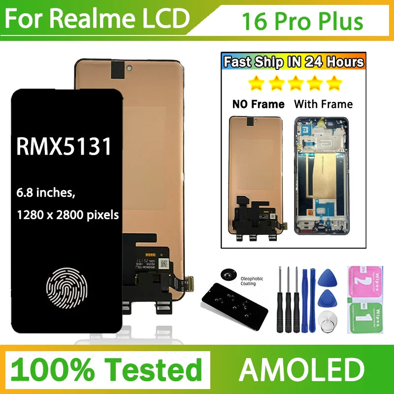 6.8''AMOLED For Realme 16 Pro+ 5G Lcd Display Touch Screen Digitizer Assembly For Realme 16Pro Plus LCD RMX5131 Screen Oppo phone repair parts Realme phone repair parts