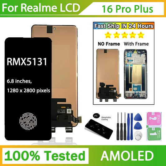 6.8''AMOLED For Realme 16 Pro+ 5G Lcd Display Touch Screen Digitizer Assembly For Realme 16Pro Plus LCD RMX5131 Screen Oppo phone repair parts Realme phone repair parts