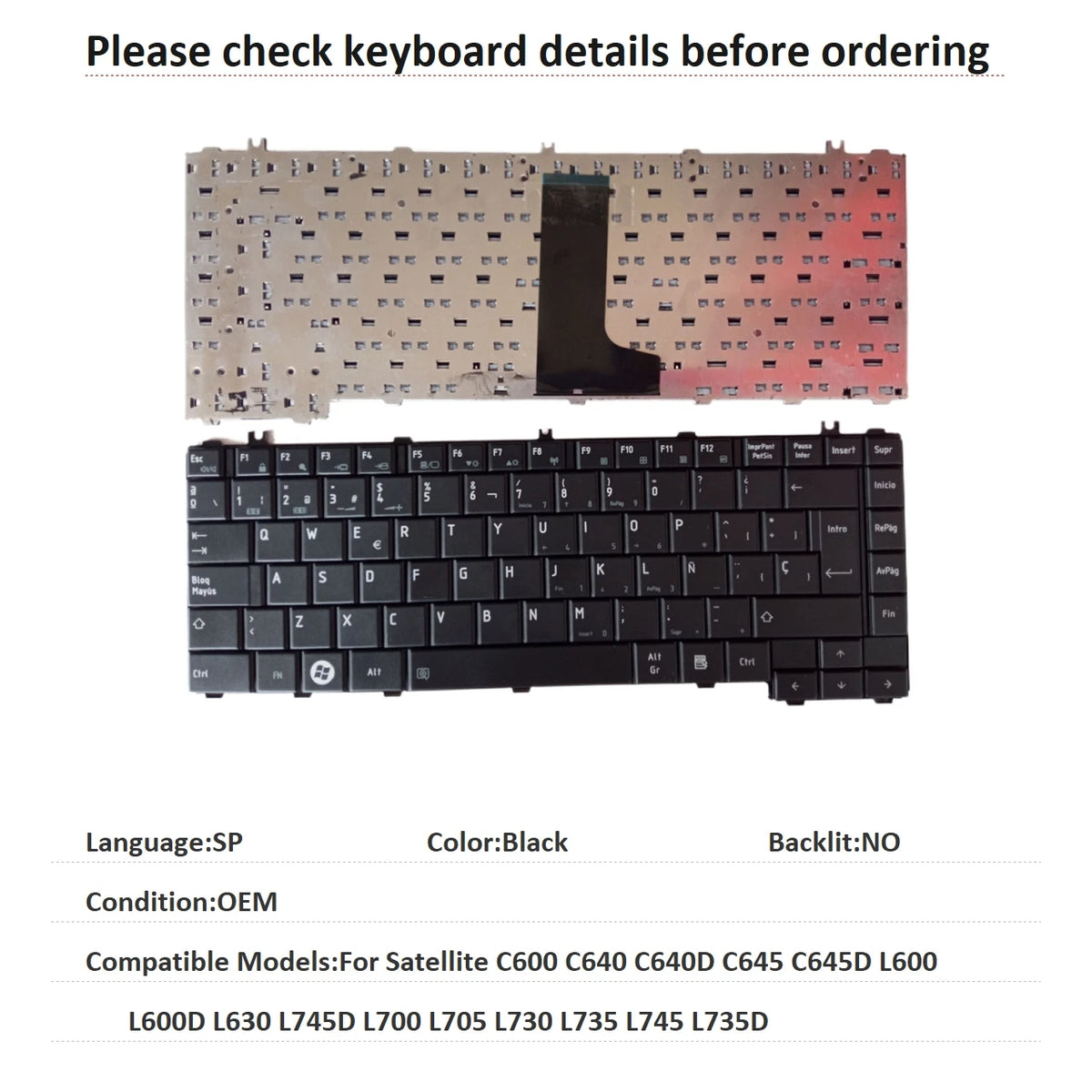 US Spanish Brazil Keyboard For Toshiba Satellite C600 C640 C640D C645 C645D L600 L600D L630 L745D L700 L705 L730 L735 L745 L735D TOSHIBA laptop repair parts