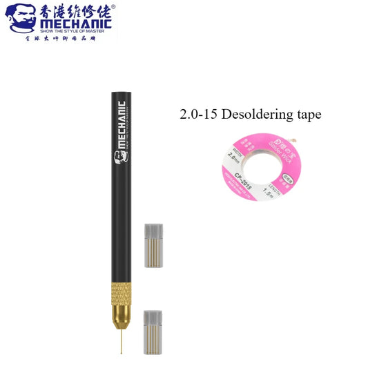 MECHANIC SW-5S Tin Dragging Needle Gold Plated FPC Connector Reballing Solder with 5 Bars Fast Tinning Carbon Fiber Holder Set Professional Repair Tools
