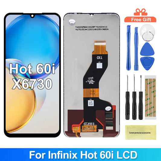 6.75" X6730 LCD For Infinix Hot 60i 5G LCD Display Touch Screen Digitizer For Infinix X6730 Display Assembly Replacement Parts Infinix phone repair parts