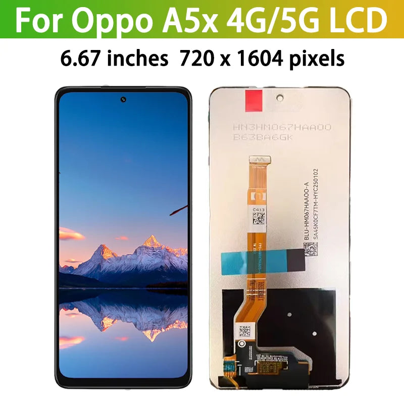 6.67 High Quality For Oppo A5X 4G/5G LCD CPH2711 Display With Frame Touch Screen Digitizer Assembly Replacement Oppo phone repair parts Realme phone repair parts