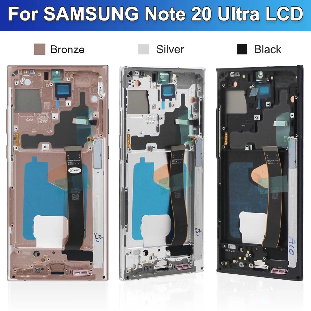 Note 20 Ultra Display Screen Assembly for Samsung Galaxy Note20 Ultra 5G N985F N986B Lcd Display Digital Touch Screen with Frame Samsung phone repair parts
