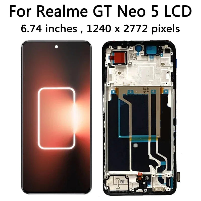 6.74“Super AMOLED For Realme GT Neo 5 LCD Display Screen+Touch Digitizer For Realme GT Neo5 RMX3706 Display Screen  Oppo phone repair parts