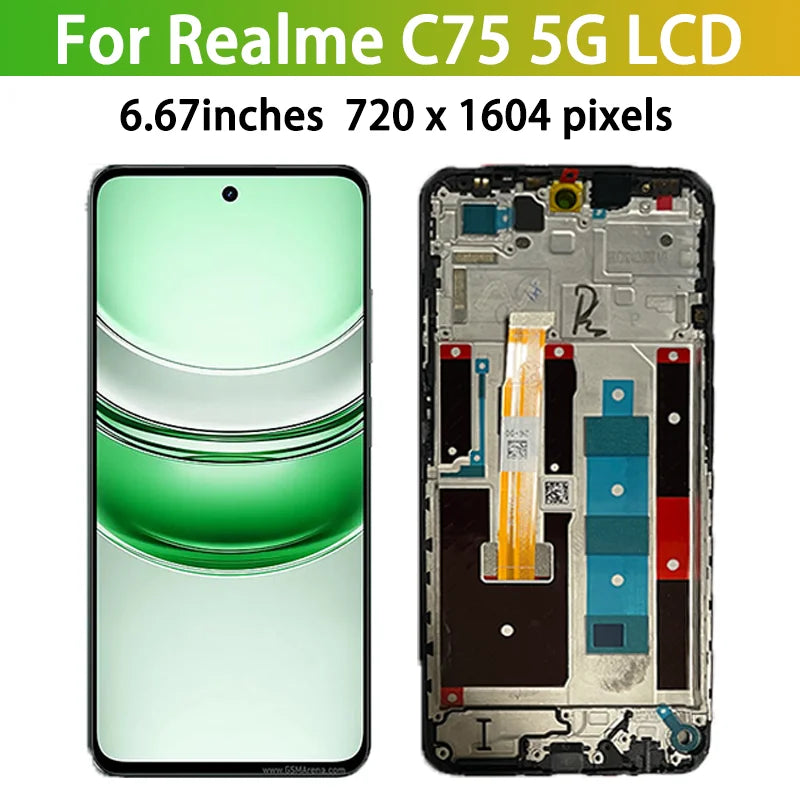 6.67" AAA+ for Realme C75 5G RMX3943 Lcd Display Touch Screen Digitizer Assembly for Realme C75 Display Replacement Oppo phone repair parts Realme phone repair parts