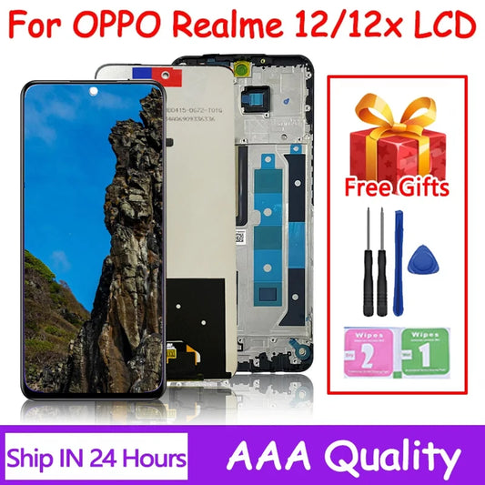 6.72''AAA+ For Realme 12 5G RMX3999 LCD Display Touch Panel Screen Digitizer Assembly For Oppo Realme 12X RMX3997 LCD With Frame Oppo phone repair parts Realme phone repair parts