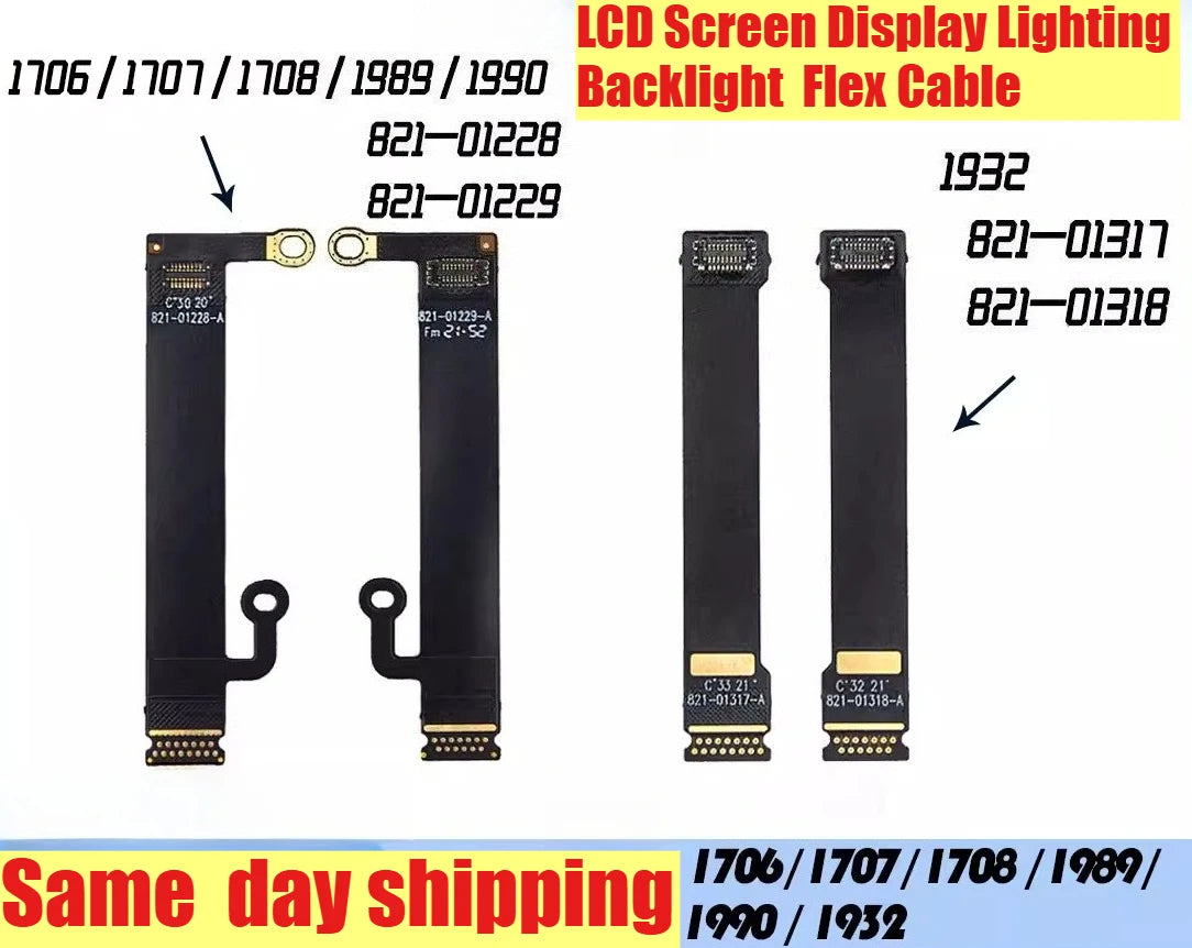 For Macbook A1932 A2179 A2337 A1706 1707 1708 1989 1990 2338 2141 1707 1989 2681 LCD Screen Lighting Backlight LED Back Light Flex Cable Macbook  repair parts