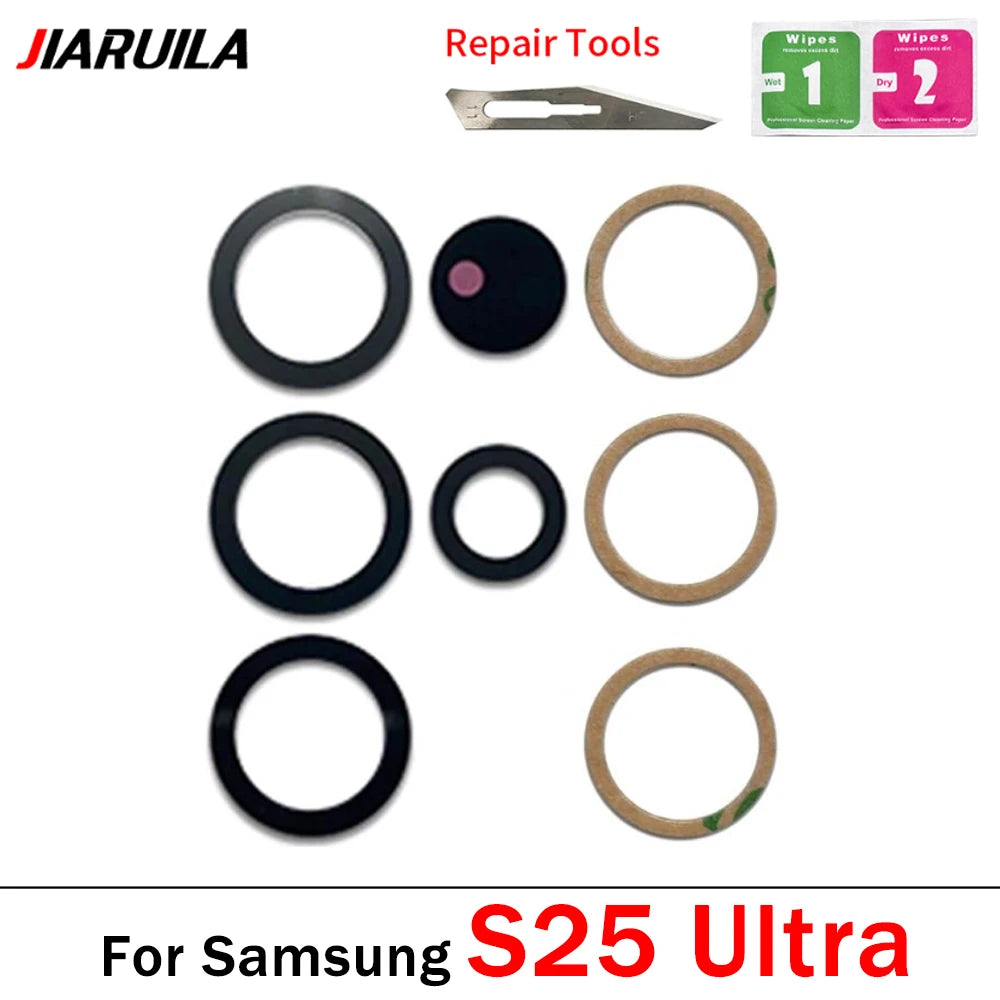 New Camera Glass Rear Back Camera glass Lens For Samsung S24 S25 S26 Plus Ultra Fe With Glue Adhesive Samsung phone repair parts