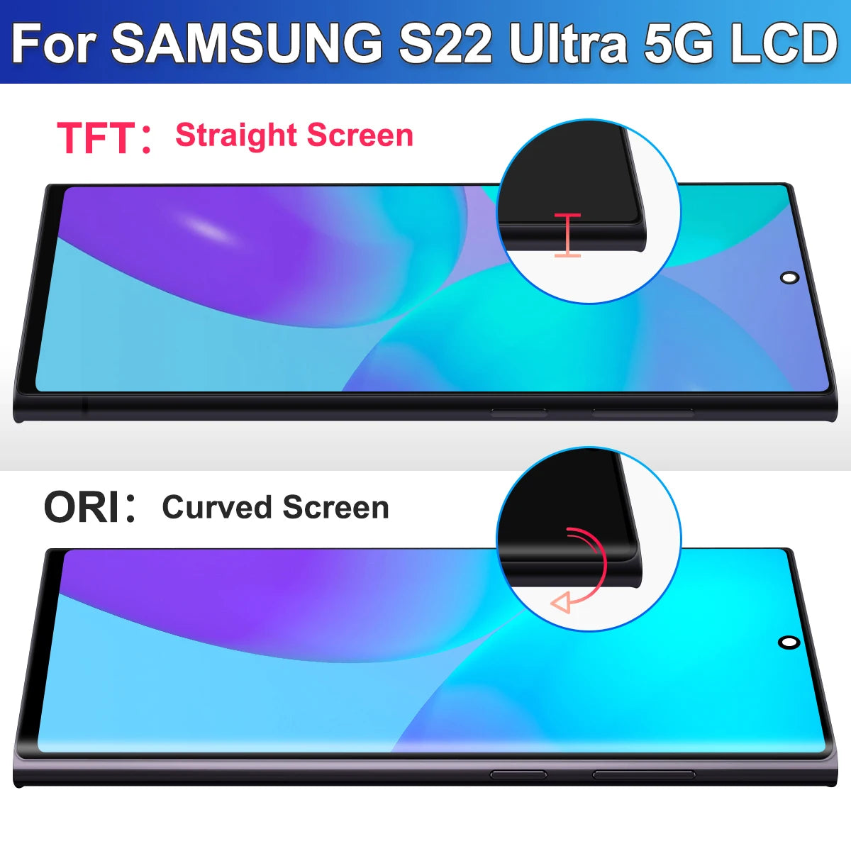 6.72'' S22 Ultra Display Screen Replacement for Samsung Galaxy S22 Ultra 5G S908B S908B/DS Lcd Digital Touch Screen With Frame Samsung phone repair parts