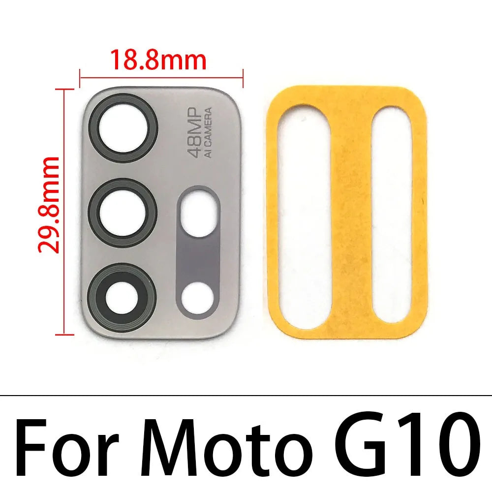 10Pcs, Camera Lens Back Rear Camera Glass Lens with Sticker For Moto G10 G20 G30 G50 G60 G60s G31 G41 G51 G71 G100 G200 5G G04s Motorola phone repair parts