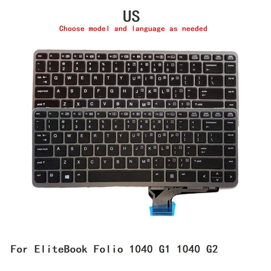 New US Language  Backlit Keyboard For HP EliteBook Folio 1040 G1 1040 G2 Notebook PC Replacement Keyboard  HP laptop repair parts