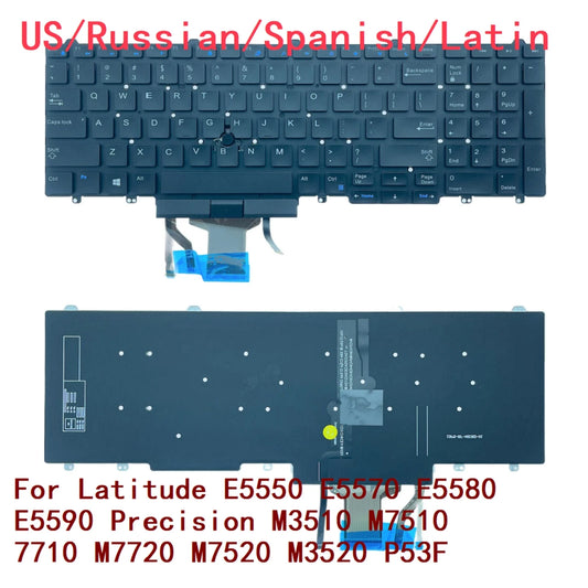 US RU SP LA Backlit Keyboard For Dell Latitude E5550 E5570 E5580 E5590 Precision M3510 M7510 7710 M7720 M7520 M3520 P53FDell laptop repair parts